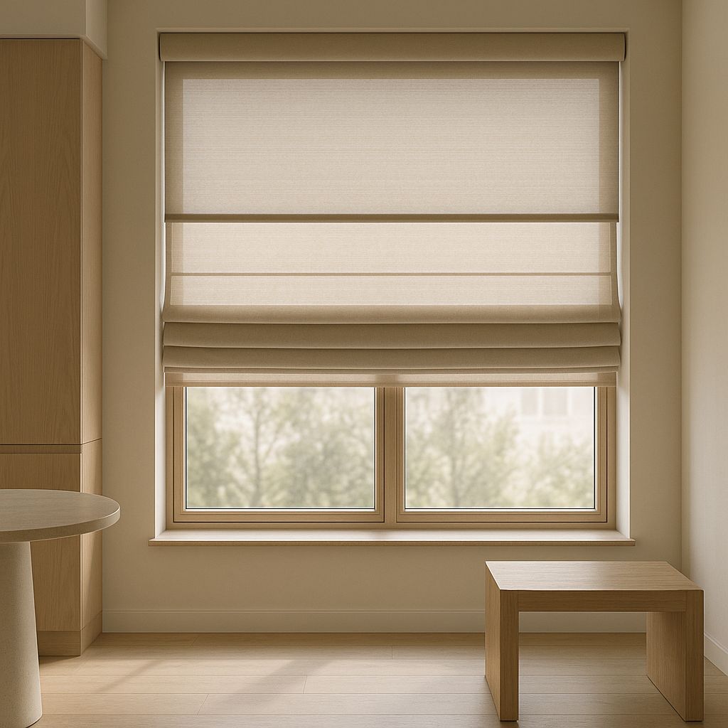 Made-to-measure roman blinds on a large window